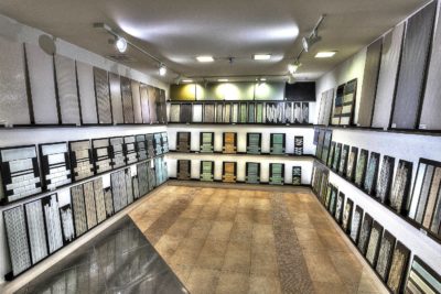 Tile samples in showroom