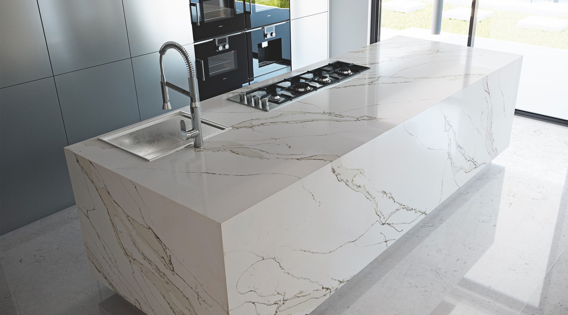 Unique Calacatta Gold MetroQuartz Countertops