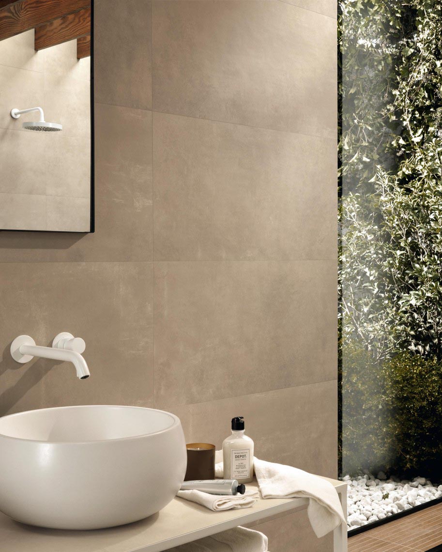 Clay Boost Pro porcelain tile on floor and wall in luxury bathroom.