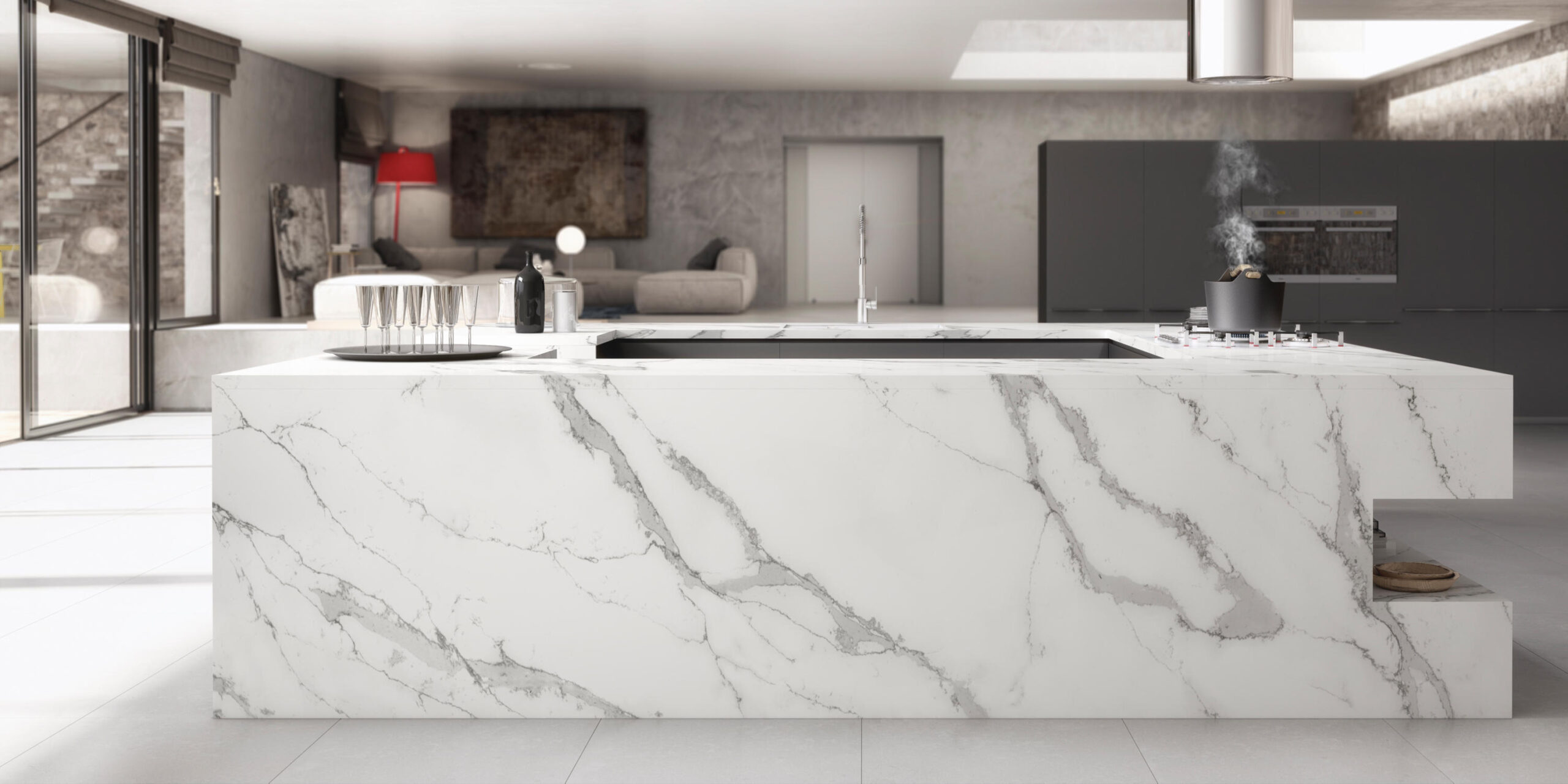 Unique Calacatta bar install