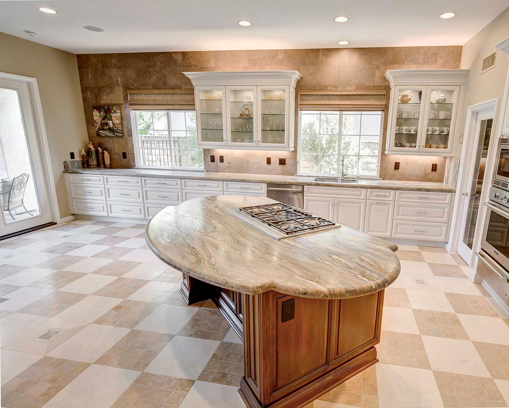 Fusion granite installed on kitchen island and countertops