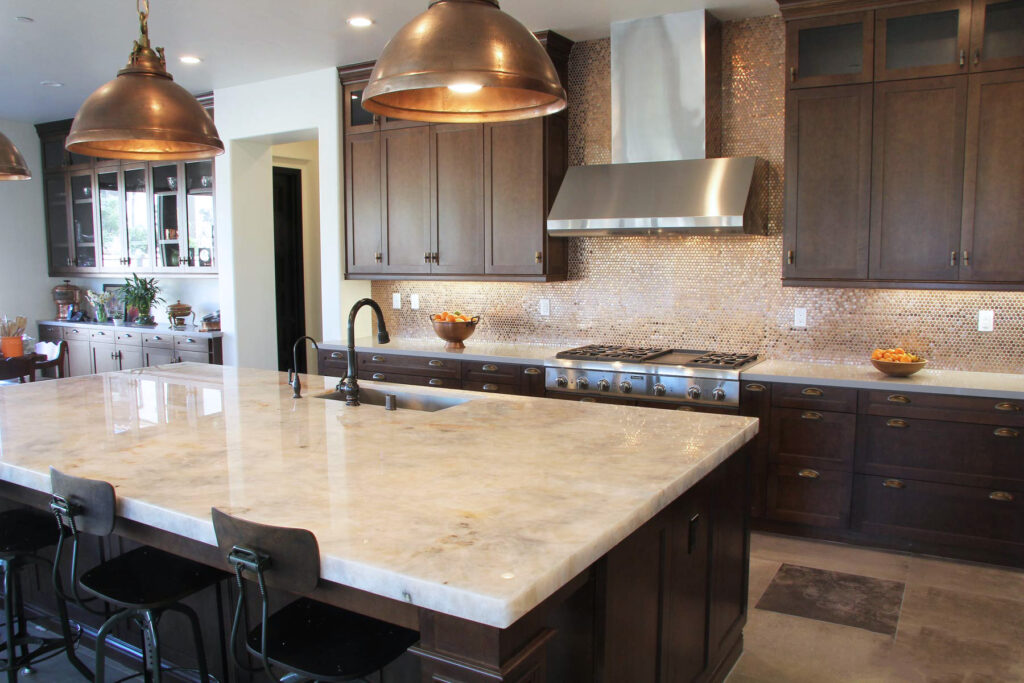 San Clemente Quartzite Island In Coastal-Style Kitchen