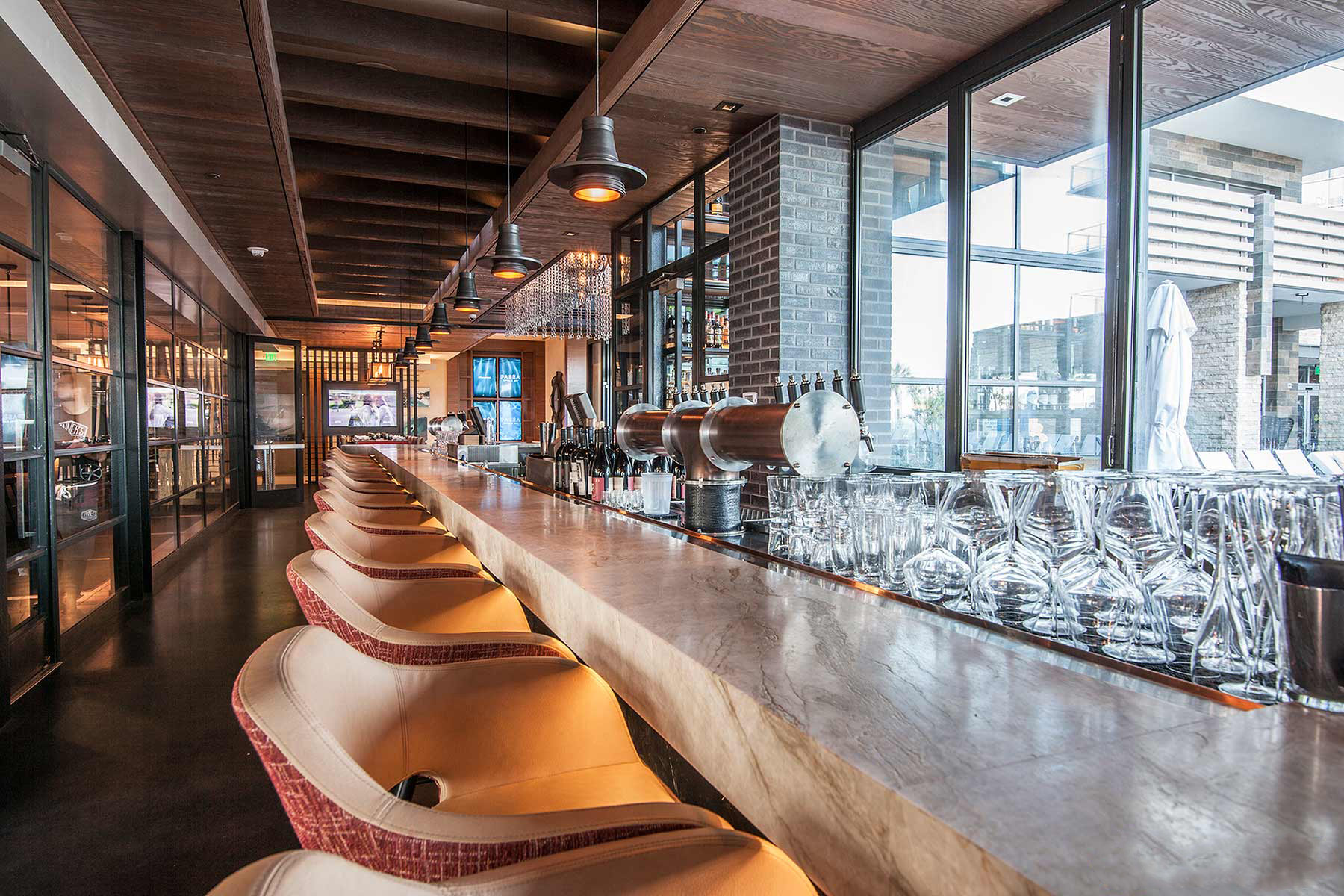 Tajmahal quartzite installed on restaurant bar