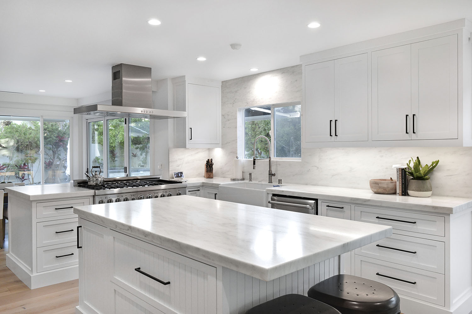 Imperial Danby marble featured in modern kitchen with white cabinets
