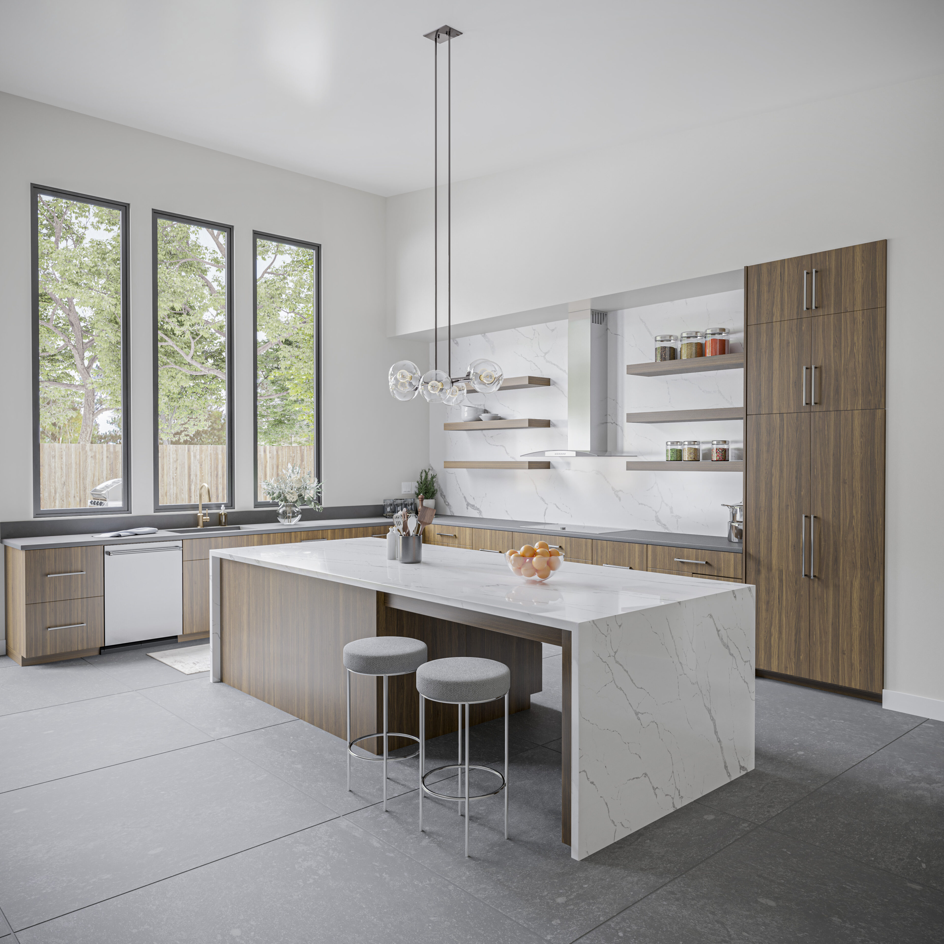 Lux Aurum and Silver Sea in modern kitchen