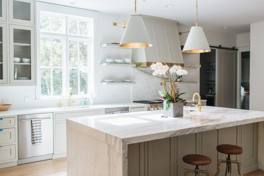 Luxurious Calacatta Gold marble slab with bold,