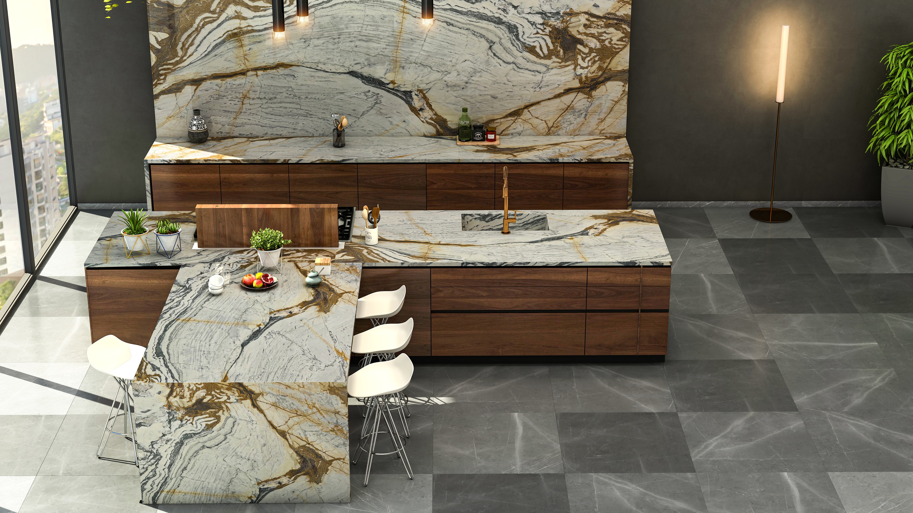 Calacatta Picasso Marble – Artistic Veining with Bold Contrast