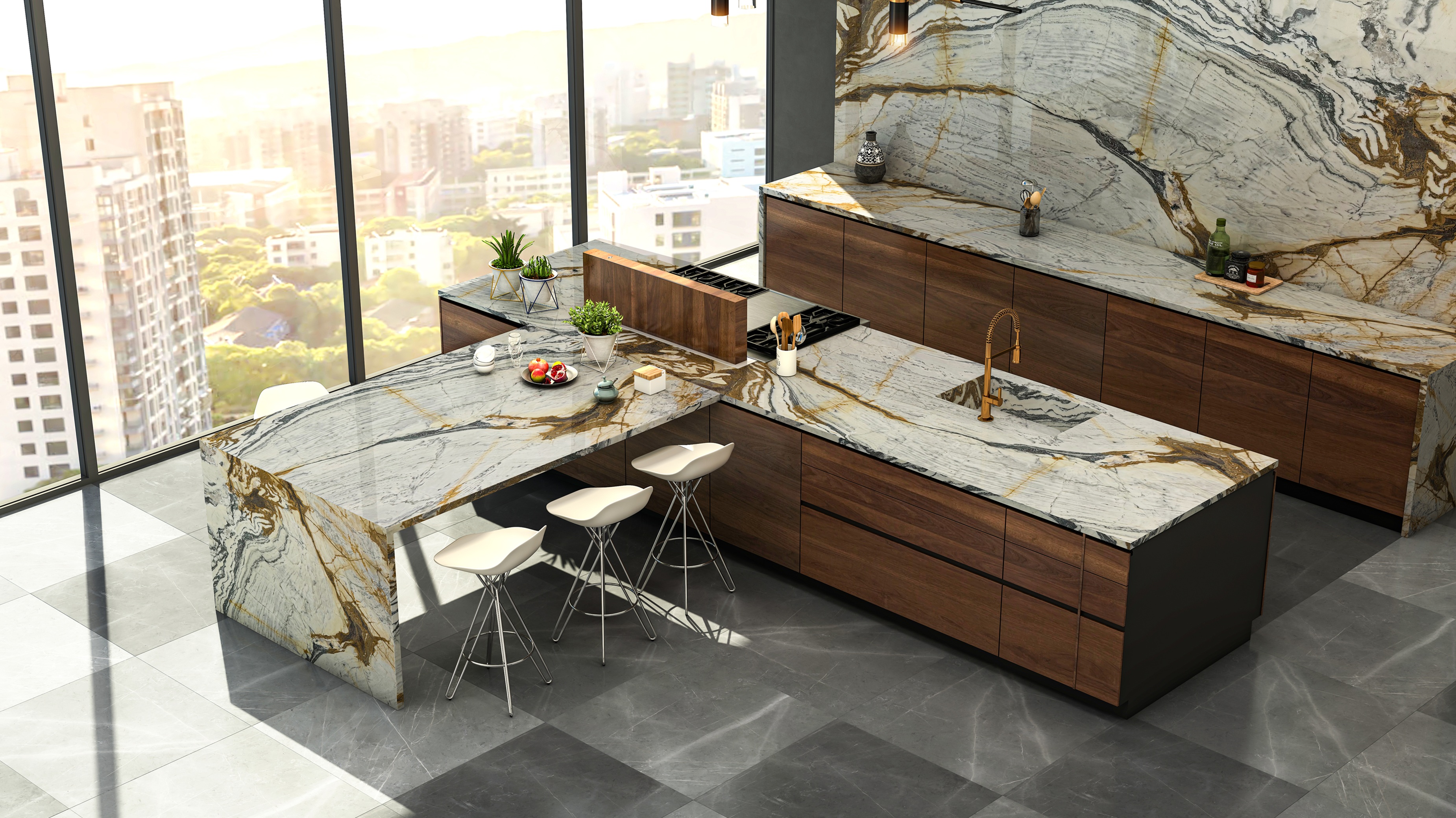 Calacatta Picasso Marble – Artistic Veining with Bold Contrast