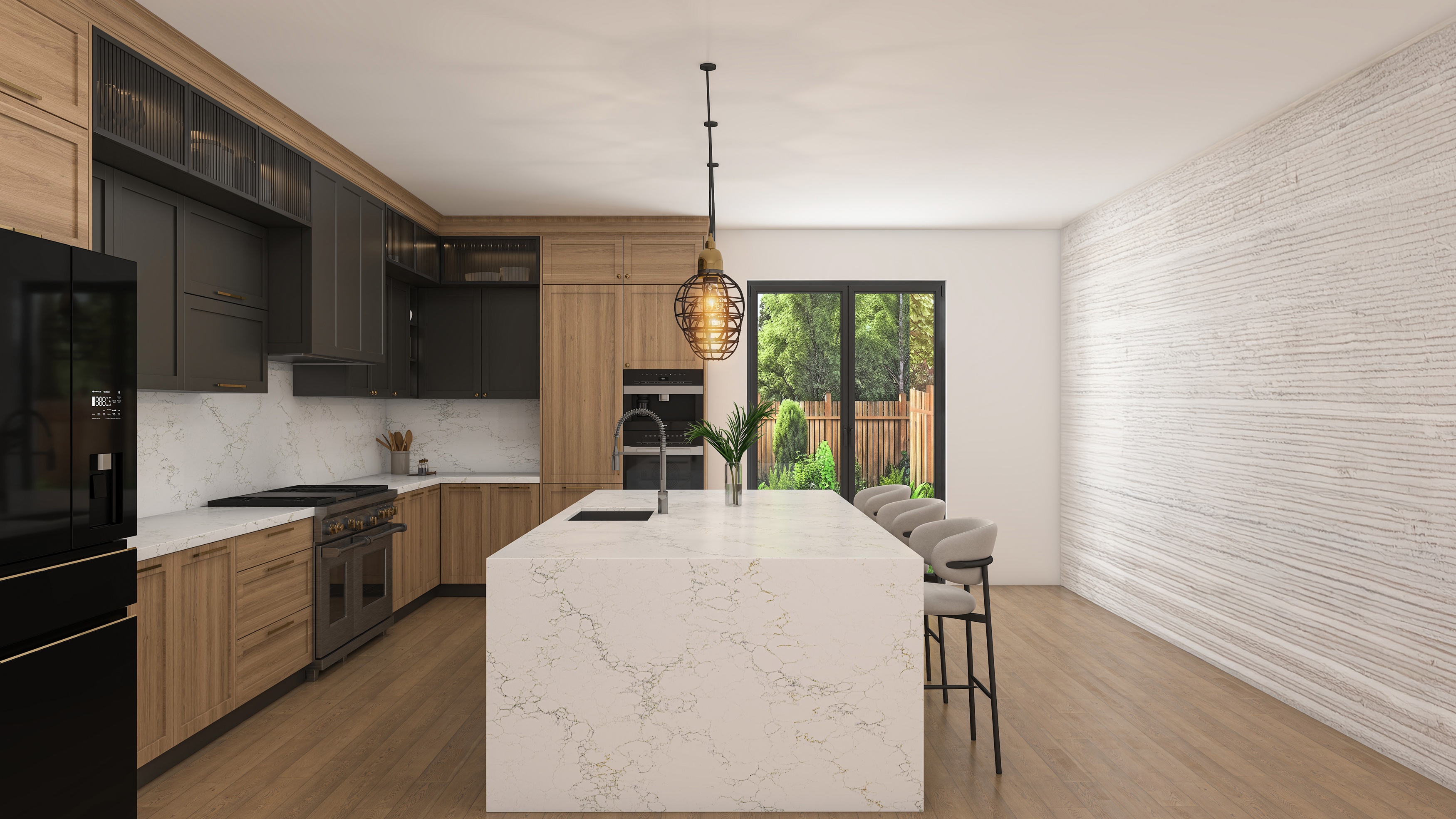 Blossom Mist white quartz traditional kitchen countertops with subtle grey veining