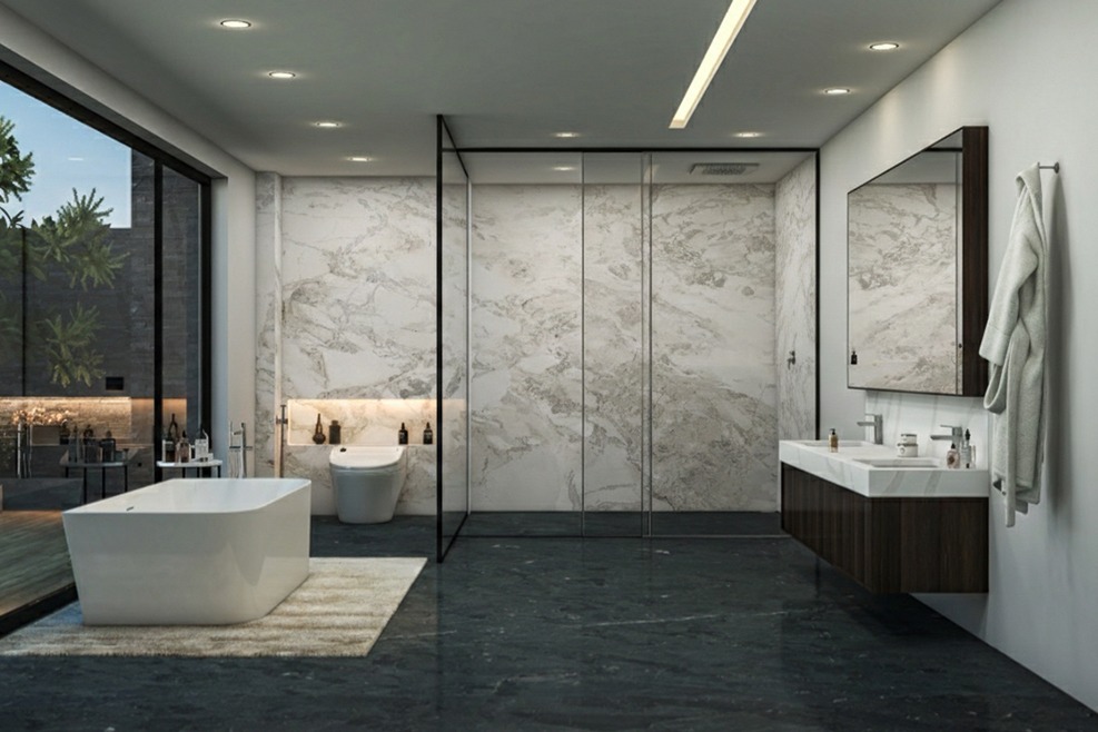 Matarazzo dolomite in bathroom